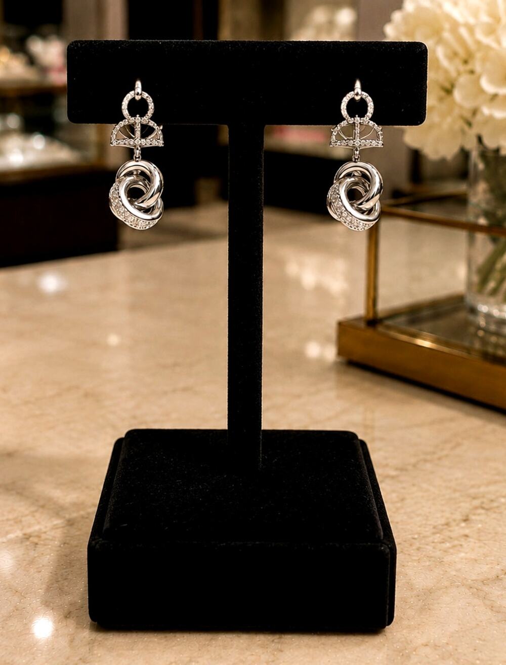 .925 Silver Moissanite Circle Drop Earrings